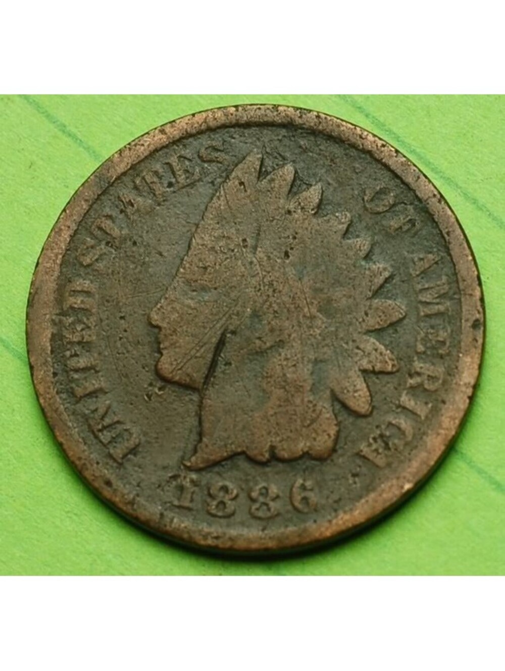 W531 1886 TYPE 2 RARE Indian Head Cent Penny 1c - Check Out Our Store